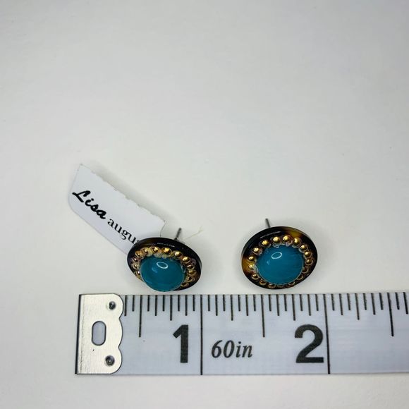 LISA AUGUST Vegan Tortoise & Turquoise Earrings - Picture 5 of 5